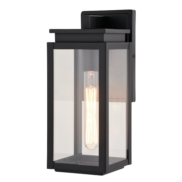 Vaxcel Uptown 1 Light Matte Black Transitional Outdoor Wall Lantern Clear Glass T0776 - main